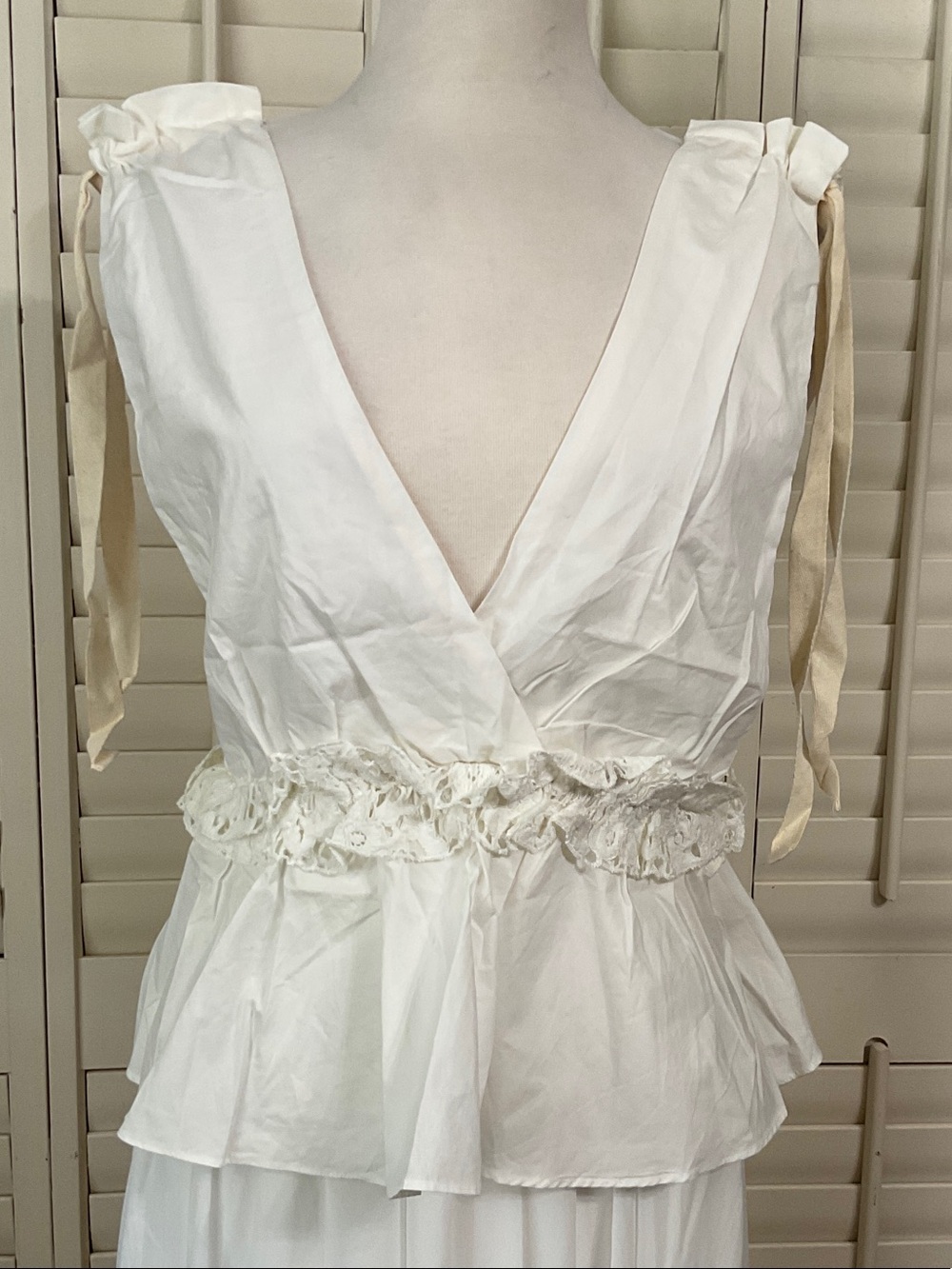 Endless Rose White Lace-Trim Tie Strap Top
